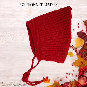 Patron de tricot pour bonnet bébé lutin : Bonnet bébé simple à tricoter, disponible en 4 tailles (PDF)
