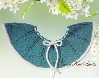 Detachable and Removable Knit Collar Pattern PDF – Vintage Style Easy Collar with Tie, DIY