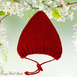 Pixie Bonnet knitting pattern PDF - Easy baby gnome hat - DIY elf seamless bonnet
