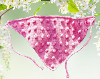 Bobble Kerchief Knitting Pattern PDF - Textured Triangle Bandana - Modern Boho Headband