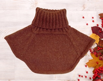 Wool Knit Dickie Pattern PDF - Turtleneck Neck Warmer -  Layering Cowl Knitting Pattern