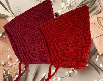 Baby Pixie Bonnet Knitting Pattern: Simple Knit Baby Hat in 4 sizes PDF