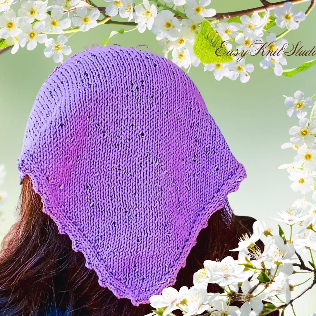 Kerchief Knitting Pattern PDF – Beginner Knit Bandana – Easy Triangle ...