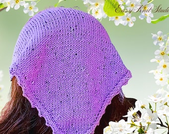 Kerchief Knitting Pattern PDF – Beginner Knit Bandana – Easy Triangle Scarf Pattern