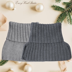 Double-Sided Neck Warmer Knitting Pattern PDF - Beginner Friendly Cowl & Dickie - DIY Turtleneck