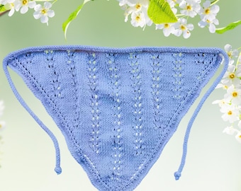 Lightweight Summer Bandana Knitting Pattern PDF – Openwork Lace Kerchief Headscarf