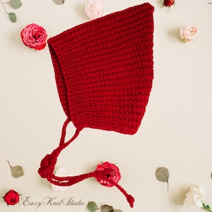 Easy Knit Baby Pixie Bonnet Pattern – Beginner Gnome Hat 4 sizes PDF