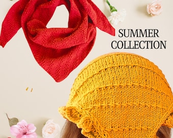 Kerchief Knitting Pattern Bundle PDF – Boho Bandana & Ruffle Triangle Scarf