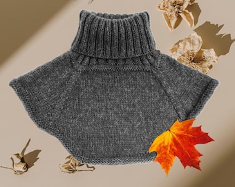 Wool Knit Dickie Pattern PDF - Turtleneck Neck Warmer - Layering Cowl Knitting Pattern