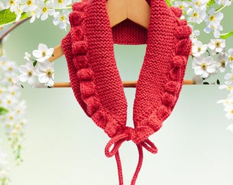 Ruffled Collar Knitting Pattern PDF - DIY Neck Warmer - Triangle Scarf - Neck Wrap