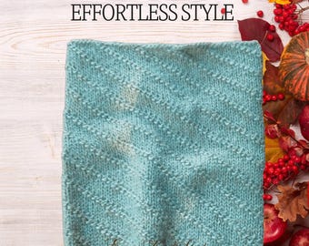 Snood Knitting Pattern PDF (3 sizes) – Modern Neck Warmer – Knit Cowl With Diagonal Pattern