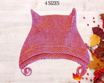 Strickanleitung für eine Babymütze mit Katzenohren: Einfaches Anfängerprojekt (4 Größen, PDF)