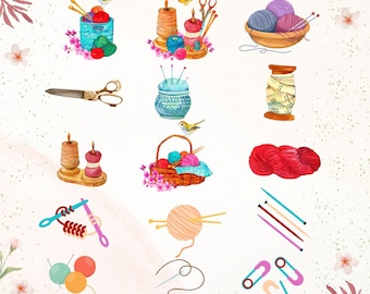 Crochet & Knitting Planner Stickers: Craft Hobby Scrapbook (Digital Download)