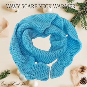 Wavy Scarf Neck Warmer Knitting Pattern PDF - Textured Neck Gaiter - Winter Accessory