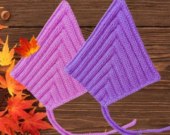 Knit Pixie Bonnet Pattern: Easy Baby Elf Hat 3 sizes (PDF Download)