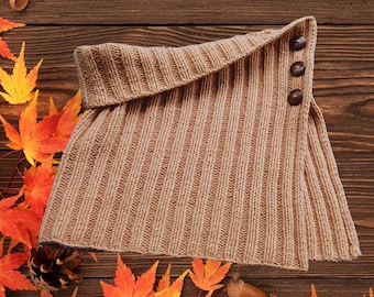 Strickanleitung für einen gerippten Halswärmer (PDF) – Anfängerfreundlicher Knopfkragen – Einfaches Winteraccessoire
