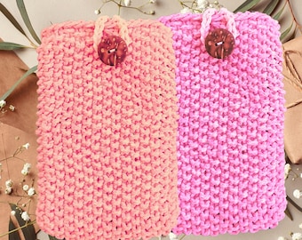 Knitted Phone Case Pattern PDF – Easy Cell Phone Sleeve, Beginner Knit Mobile Pouch