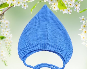 Baby Pixie Bonnet Knitting Pattern PDF in 4 Sizes - Baby Shower Gift