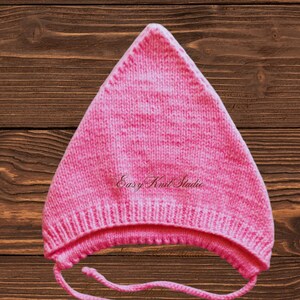 簡単な編み物のベビーエルフ帽子パターン（3～6ヶ月）、ピクシーベビーボンネット1枚（PDF）