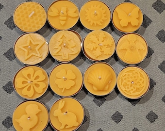 Velas de té hechas con cera de abeja 100% pura | Velas naturales hechas a mano | Ideal para regalar | Aroma a miel | Ecológicas