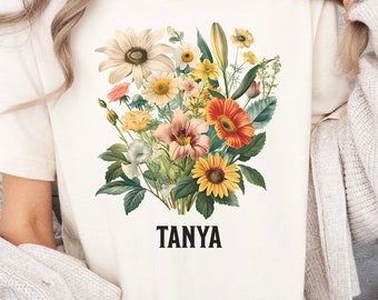 Custom Oversized Vintage Botanical Tee,Pressed Flowers Tshirt,Floral Graphic Tee,Garden Lover,Wild Flowers T-Shirt,Pressed Flower Shirt