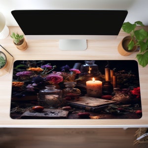 Dark Cottagecore & Witchy Desk Mat - Dark academia aesthetic| Extended Mousepad,  Night Scenery, Gaming, High-Quality Fantasy Mouse Pad