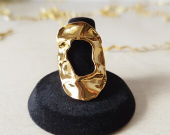 Gold adjustable stainless steel ring KARA