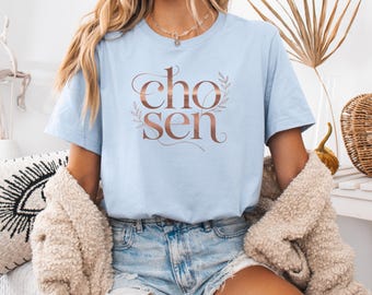 Chosen Graphic Tee, Minimalist Typography Soft T-Shirt, Casual Outfit Apparel