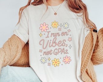Funny Student T-Shirt, Pastel Flowers, College Life