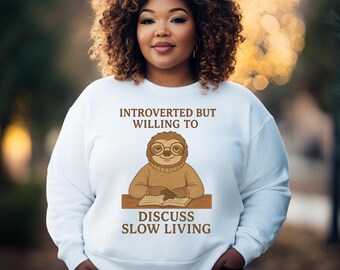 Introverted But Willing To Discuss Hibernation Plans Sweatshirt, Funny Bear Lover Gift Idea, Cozy Homebody Crewneck For Winter Comfort