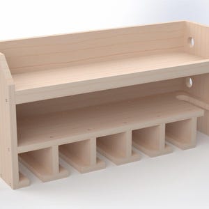 6-Slot Cut Out Drill and Cordless Tool Storage Organizer Woodworking Plans - DIY Garage Workshop Shelf Blueprint – Digital PDF