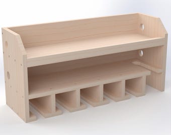 6-Slot Cut Out Drill and Cordless Tool Storage Organizer Woodworking Plans - DIY Garage Workshop Shelf Blueprint – Digital PDF