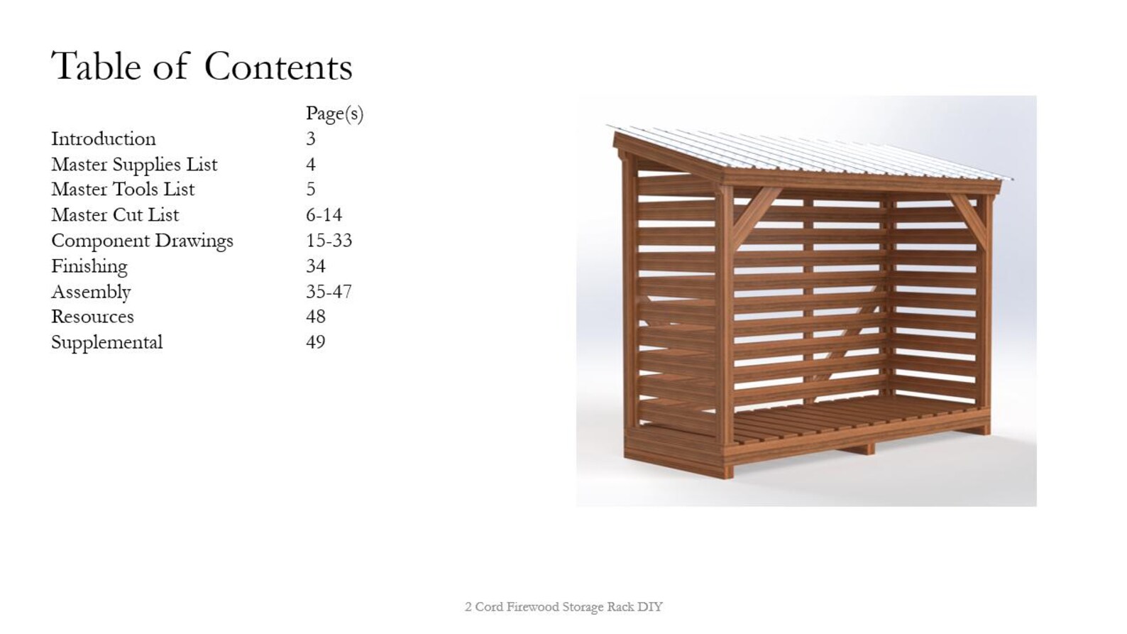 Sample Rack Slope 2 Cord 4’x10’ Firewood Storage Rack Front Slope DIY Plan – Easy-to ...