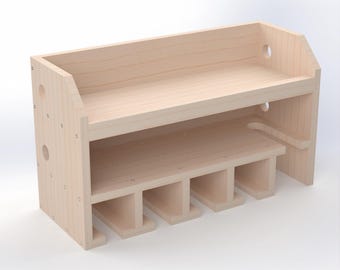 5-Slot Cut Out Drill and Cordless Tool Storage Organizer Woodworking Plans - DIY Garage Workshop Shelf Blueprint – Digital PDF