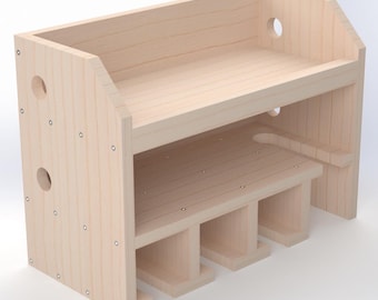 4-Slot Cut Out Drill and Cordless Tool Storage Organizer Woodworking Plans - DIY Garage Workshop Shelf Blueprint – Digital PDF