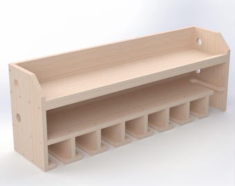 8-Slot Cut Out Drill and Cordless Tool Storage Organizer Woodworking Plans - DIY Garage Workshop Shelf Blueprint – Digital PDF