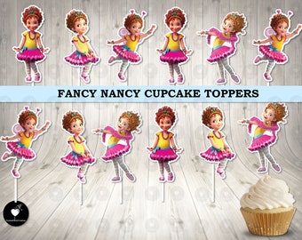 Fancy Nancy Toppers, Birthday Cupcake Toppers, Party Cupcake Toppers