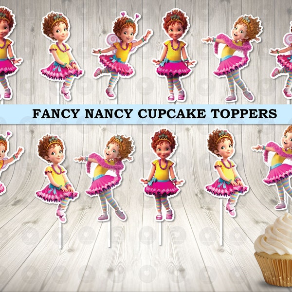 Fancy Nancy Toppers, Birthday Cupcake Toppers, Party Cupcake Toppers