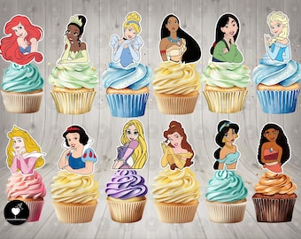Princess Birthday Cupcake Toppers: Party Decorations