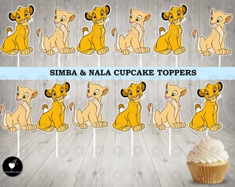 Lion King Cupcake Toppers: Simba & Nala Birthday Party Decorations