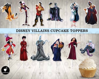 Disney Villains Cupcake Toppers, Birthday Cupcake Toppers, Party Cupcake Toppers