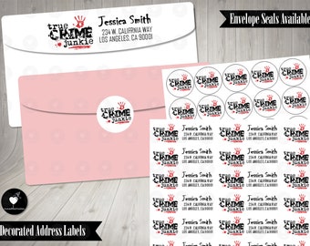 True Crime Junkie Address Labels: Personalized Mailing Stickers