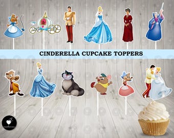 Cinderella Cupcake Toppers: Birthday Party Decorations
