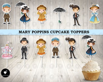 Mary Poppins Cupcake Toppers: Birthday Party Decorations