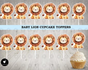 Baby Lion Cupcake Toppers: Birthday Party Decorations