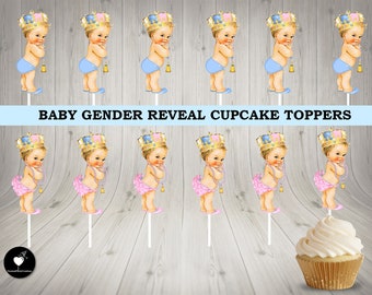 Prince or Princess Gender Reveal Cupcake Toppers