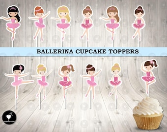 Ballerina Cupcake Toppers: Birthday Party Decorations