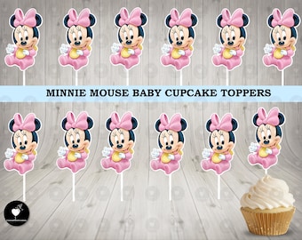 Baby Minnie Mouse Cupcake Toppers: Birthday Party Decor