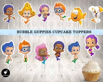 Bubble Guppies Cupcake Toppers: Birthday Party Decorations