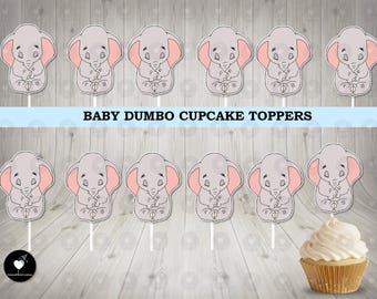 Baby Elephant Cupcake Toppers: Birthday Party Decorations (Set of 12)